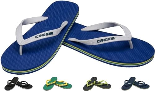 CRESSI Beach Flip Flops - Flip Flops Unisex for Beach and Pool, Blue/White, 9.5/10.5 UK - 43/44 EU
