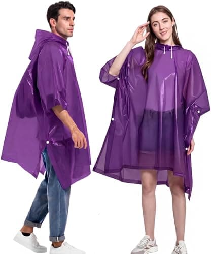 NAYEZH Rain Poncho for Adults, 2‑Pack Reusable Waterproof Cape with Hood