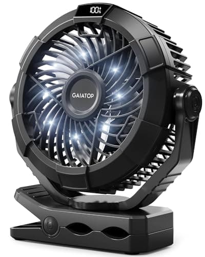 Gaiatop Portable Camping Fan with LED Lantern, Clip on Fan for Tent