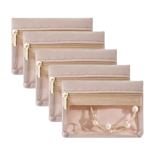 Travel Jewellery Organiser Earring Storage Pouch Small, Green, 5Pcs