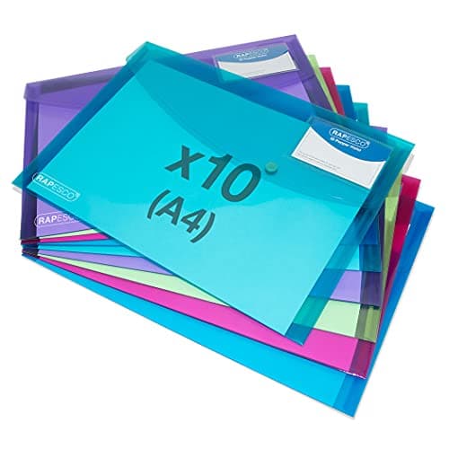 Rapesco 1681 ECO Recycled ID Popper Wallets, A4, Pack of 10