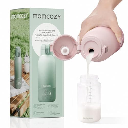 Momcozy Portable Bottle Warmer for Travel – Dual Heating Modes for Breast Milk & Water, Portable Milk Warmer with Fast Heating & Long Battery Life, 500ml Large Capacity, Pink