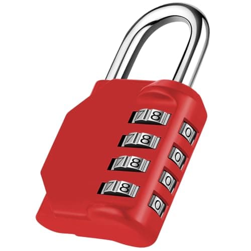 NAGE Padlocks with Code, Combination Lock 4 Digit Gym Locker (1P, Red)