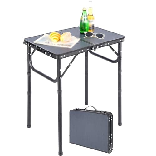 REDCAMP 2ft Small Camping Table, Aluminum Folding Adjustable Height,Grey