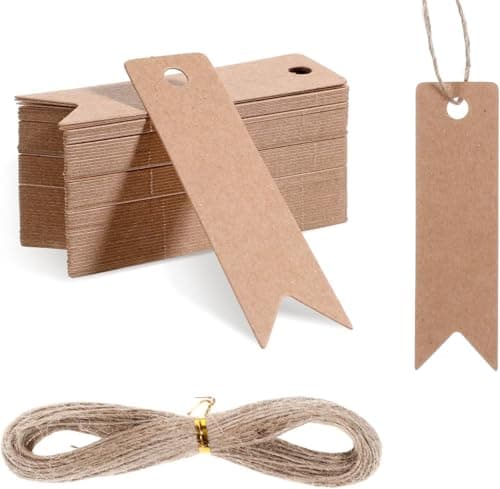 SULIKJHUI 200 Pcs Gift Tags with String, Small Gift Tags 7x2cm