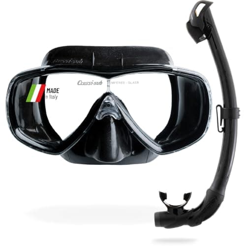 Cressi Estrella & Gamma Combo - Combo Set Mask Estrella + Snorkel Gamma for Snorkelling and Diving, Black/Black, One Size, Adult Unisex