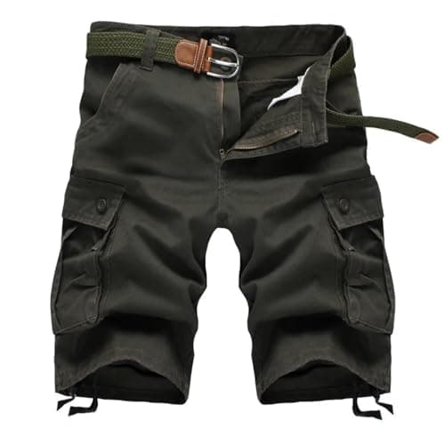 YUECIBAI Sports Running Shorts For Men Men'S Multi Pocket Cargo Shorts Male Cotton Mens Shorts Pants 30 Green