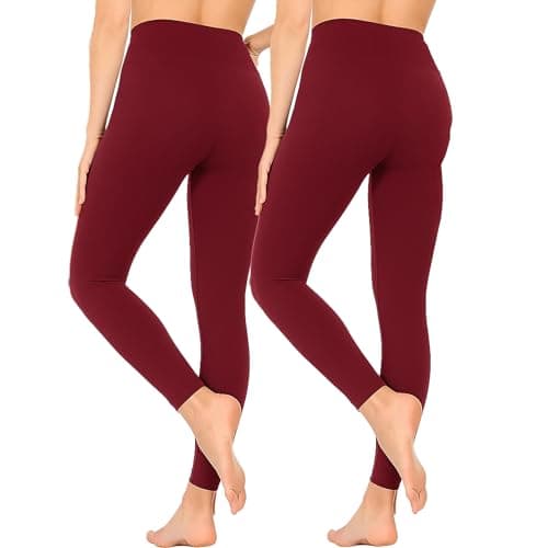 Heat Machine™ Ladies 2 Pack Thermal Leggings – 300 Denier Fleece Lined Opaque Winter Warm Cosy Stretch Pants (UK, Alpha, M, L, Regular, Regular, Burgundy)