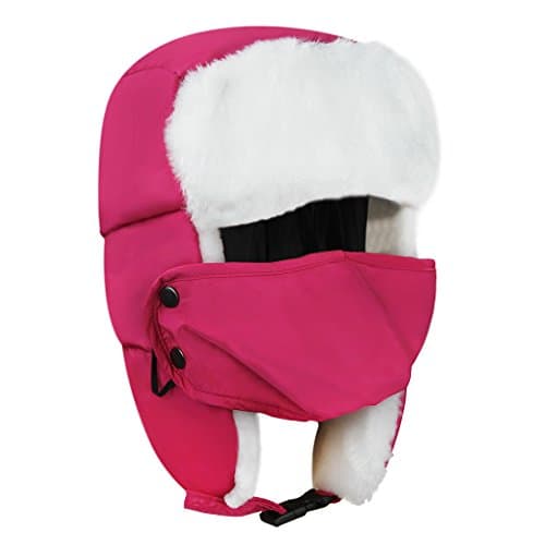 Moonlove Kids Winter Skiing Balaclava Cap Snowboarding Ski Winter Hat with Ear Flap Headwear for Children Boys Girls Rose Red