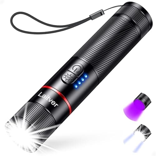 LED Torch/UV Torch Rechargeable 2 in1,Laitver 2000L Super Bright Flashlight