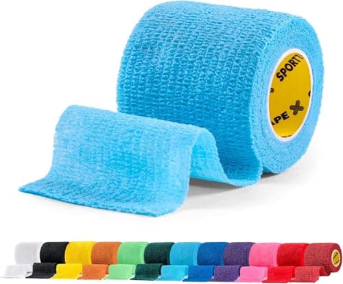 SPORTTAPE Football Sock Tape, 5cm x 4.5m, Sky Blue, Self-Adhesive Bandage