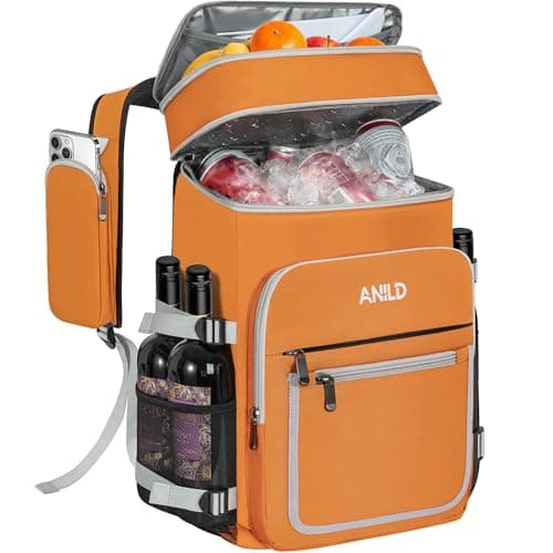 Insulated Backpack Bag 30L for Camping, Picnic, BBQ, Beach, Hiking, Orange