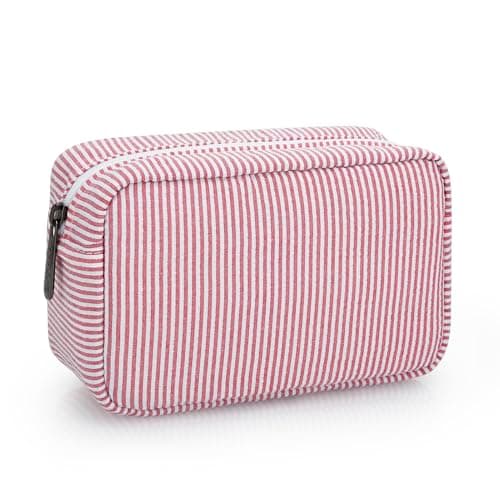 JINSI Travel Makeup Bag for Women Stripe Cosmetic Organizer Toiletry Bag