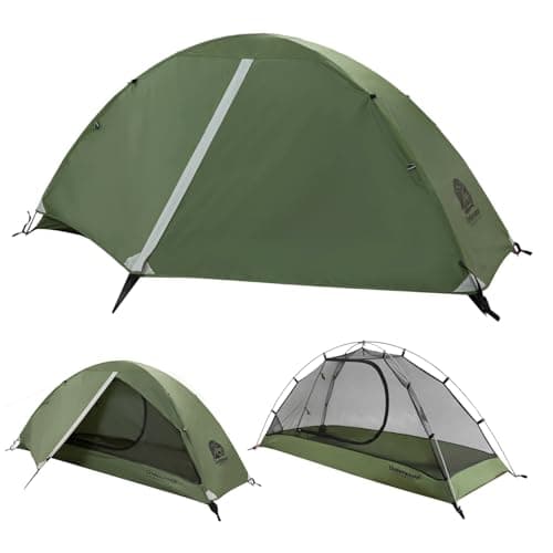 1 Man Lightweight Backpacking Tent, Waterproof Compact 3 Season Dome Tent