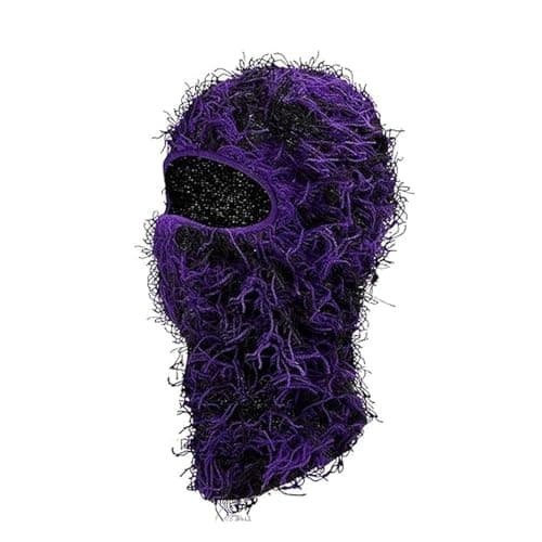 Blausky Balaclava Winter for Men and Women, Balaclava Ski Mask Made of Acrylic Warm Breathable Face Mask Unisex Headwear for Motorcycle, Bike, Skiing, Outdoor Sports, Black/Purple