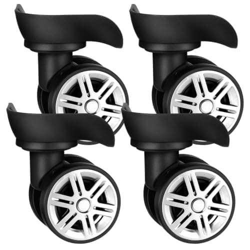 Suitcase Replacement Wheels 4 Pcs Double Row ABS Black