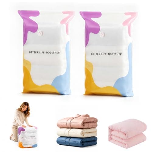 No Pump Vacuum Storage Bags with Zips Extra Large Better Life Space Creator Travel Bag Ziplock Suction Pack Moving Compression Bags forClothes, Blanket, Down Quilt (39.37 * 31.5 * 11.81 inch, 2PCS)