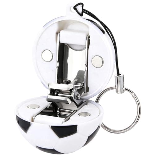 Muteitt Portable Mini Nail Clippers Keychain, Football Shape Collapsible Stainless Steel Travel Nail Clippers Folding Small Fingernail Trimmers