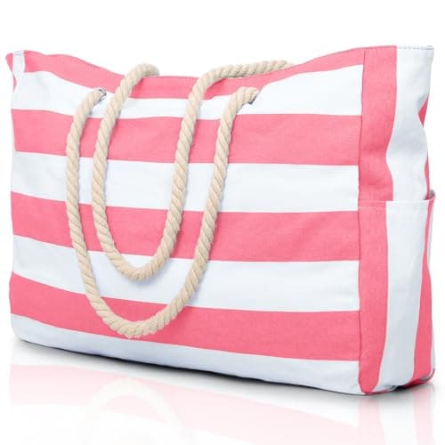 oscaurt Large Beach Bag for Women Waterproof Beach Tote Bag with Zip Travel Essentials Foldable Shopping Bag Pool Bag