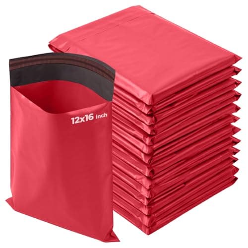 iSOUL Poly Mailer Bags 12x16 Self-Seal, Shipping Envelopes Strong, Waterproof, Tamper-Proof Polythene Packaging for Clothes, Bedding & Parcel Bag Shipping Post Bag Envelopes 50 Pack Red