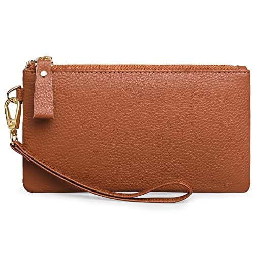SENDEFN Wristlet Bag, RFID Blocking Clutch Bags, Genuine Leather Handbags for Women with Wrist Strap and Zip Pocket Compartment