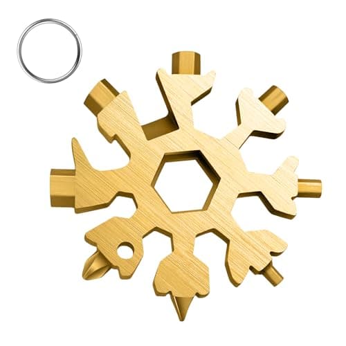 WedDecor Smart Portable 18-in-1 Snowflake Multi Tool with Screwdriver, Wrench, Bottle Opener Combination for Outdoor Travel, Camping, Daily Tool & Keyring, Multifunctional Portable Gadget, Gold