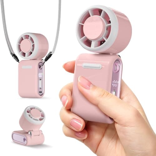 GEMWON Portable Handheld Turbo Fan High Speed, 100 Speed 12H Cooling, Small Hand Held Fan, Rechargeable Mini Personal Hand Fan, Battery Operated Neck & Desk,Travel Essentials, Holiday Gifts Pink