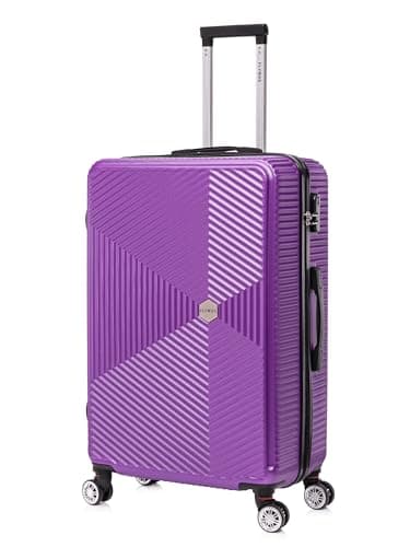 FLYMAX 24" Medium Suitcase Super Lightweight 4 Wheel Spinner Hard Shell ABS Luggage Hold Check in Travel Case Purple 67L