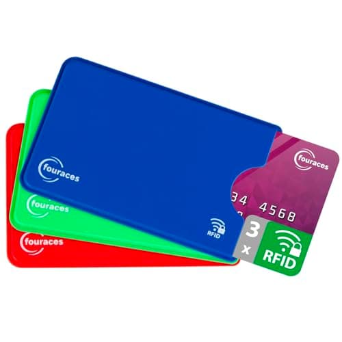 fouraces RFID Blocking Sleeves, 3 Pieces - Credit Card Protector - Card Blocker for Bank Card, Anti Fraud NFC Card Holder