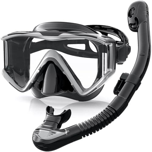 Zeligerstar Snorkel Set Adults, 3 Window Panoramic Mask, Anti-Fog Dry Top