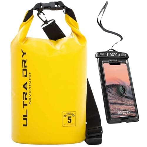 Premium Waterproof Bag, Sack with Phone Dry Bag and Long Adjustable Shoulder Strap Included, Perfect for Kayaking/Boating/Canoeing/Fishing/Rafting/Swimming/Camping/Snowboarding (Yellow, 5 L)