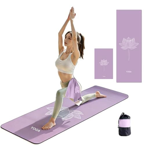 Oaygat 2-Piece Set Yoga Mat Towel 183×63cm and Sweat Towel 40×66cm with Mesh Carry Bag Large Gym Towels Quick Dry Portable Breathable Yoga Mat Towel for Bikram Pilates Gym Workout