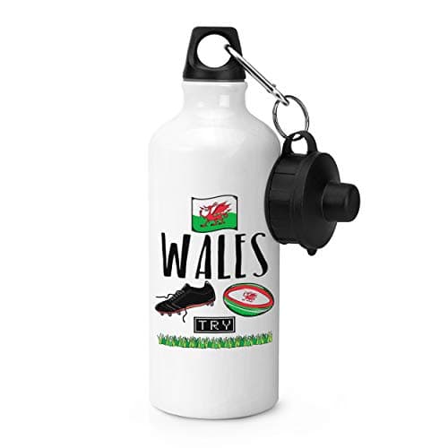 Gift Base Rugby Wales Sports Bottle Water Gym 600ml White