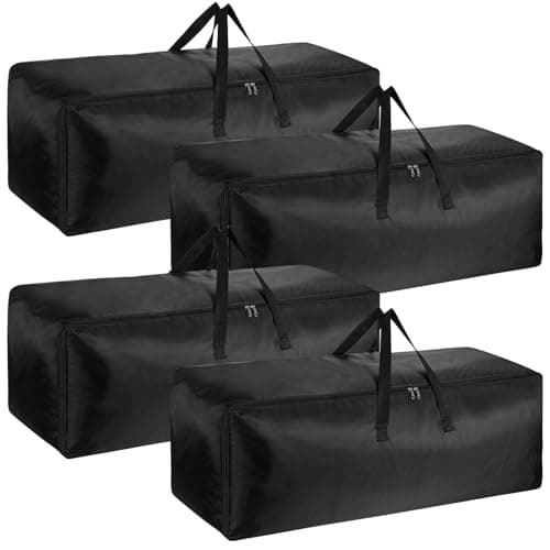 4 Pack 130L Large Travel Duffle Bags, Water Resistant Heavy Duty Foldable Sports Duffel with Metal Zippers for Camping Moving, 1680D Oxford Cloth Luggage Holdall 101x36x36cm Black (101cm 130L)