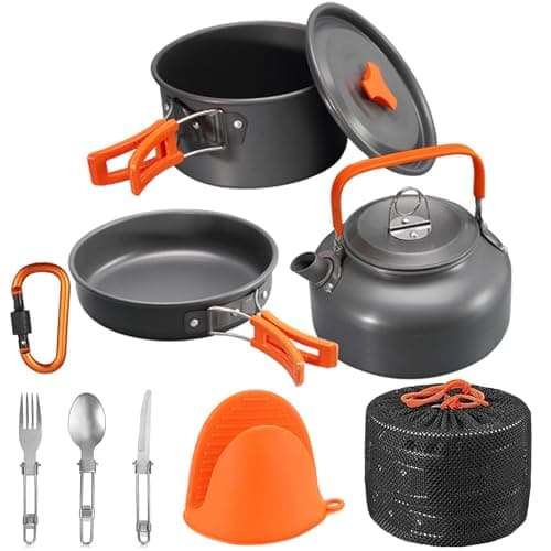 Camping Cooking Set WODSTA for 1-3 People Aluminium Camping Cookware Kit