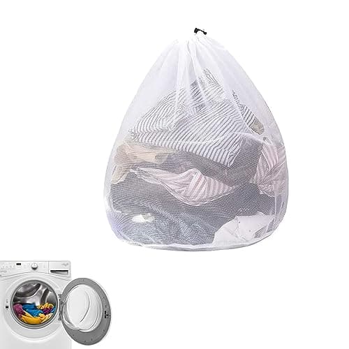 Extra Large White Mesh Laundry Bag 79 x 68 cm with Drawstring