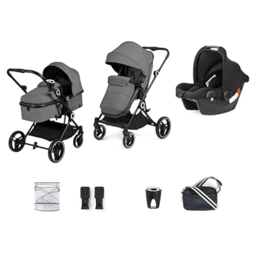 Ickle Bubba Atom 3 in 1 Travel System pram with Astral Car Seat (Graphite)