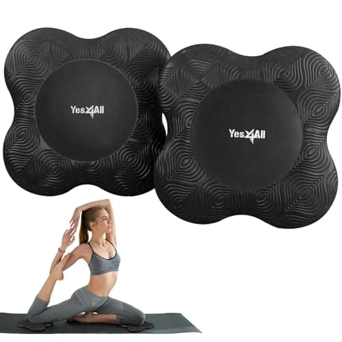 Yes4All 2PCS Yoga Knee Pads Extra Thick, Yoga Kneeling Pad for Pilates Exercise, 13/16 Inches Cushion Knees Elbow Mat Supplies for Women Men Fitness Travel, Black