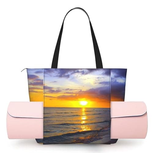 kkvhhyuo Yoga Mat Bag, Women Yoga Bag with Mat Carrier Pocket, Large Gym Bag Tote Bag Shoulder Bag for Pilates Mat Workout Travel Office(Sunset at Honeymoon Island State Park)