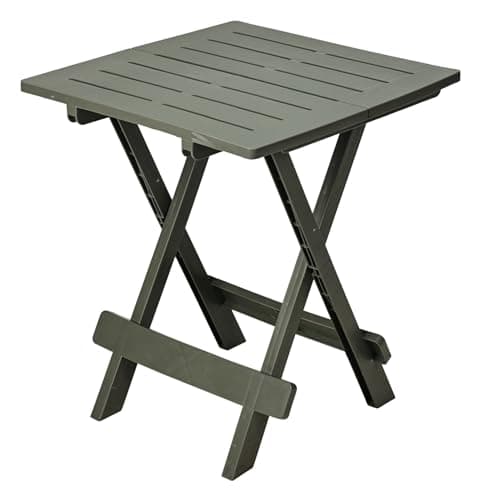 Carousel Home Green Plastic Folding Garden Side Table | Lightweight Weatherproof Outdoor Table | Compact Foldable Table for Camping, Balcony or Patio