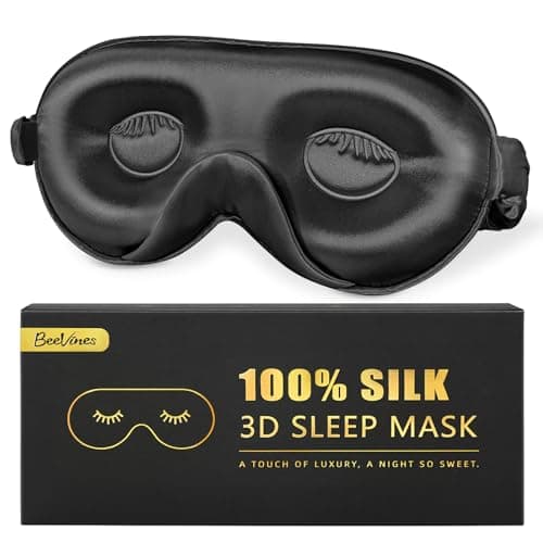 BeeVines 22 Momme Silk Sleep Mask, 3D Contoured Eye Mask for Lash Extension