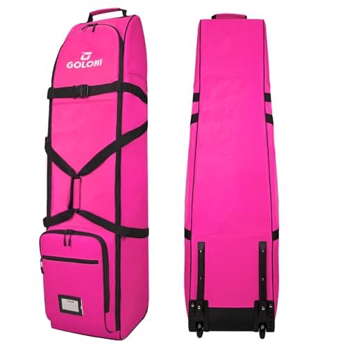 Heavy Duty Oxford Wear-Resistant Soft-Sided Golf Club Flight Bag with Wheels,Rose