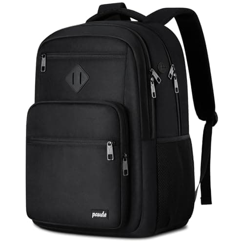 Paude Black Backpack,School Backpack for Teens Adults Laptop Bookbag for High School College Students Back Pack for Work