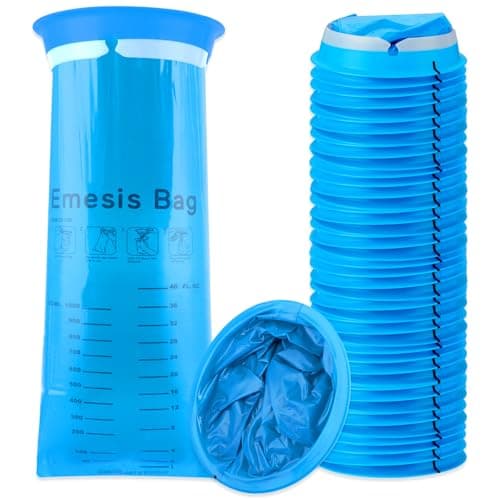 ASelected 25Pcs Sick Bags, 1000ml High Density Vomit Bags Disposable Barf Bags with Snap, Blue Emesis Bag for Car Travel Motion Sickness, Morning Sickness, Pregnant Woman