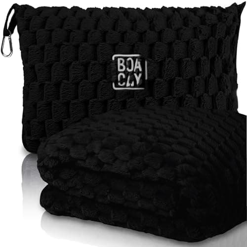 BOACAY Packable Travel Blanket for Aeroplane, Car - Compact Office Blanket - Portable Pillow for Adults, Children with Case, Luggage Sleeve, Backpack Clip