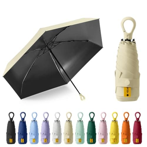 Ancuioyz Mini Sun Umbrella, Ring Handle Allows For Hanging, Uv-Resistant, Rainproof, And Sunproof, Suitable For Men Women Kids,Khaki