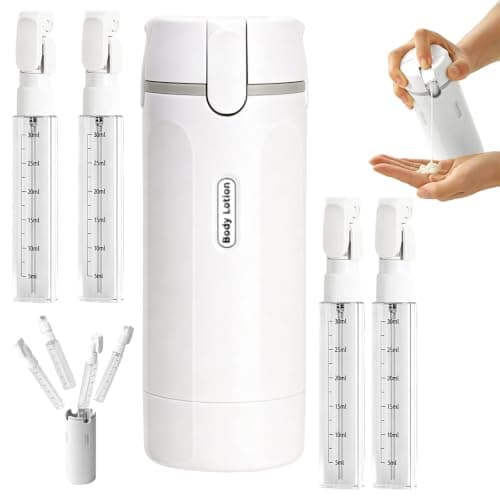 TENGMEIHUIO 4 In 1 Travel Dispenser Bottles Refillable Leak Proof Squeeze Bottles for Toiletries Portable Travel Containers for Shampoo Lotion Conditioner Cream Flights Trips Gym Camping (White)