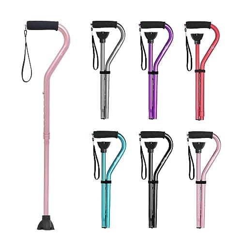 BeneCane Walking Cane for Men & Women Adjustable Cane with Offset Soft Cushioned Handle -Portable Lightweight Sturdy Mobility Walker Aid for Elderly, Seniors Collapsible Cane