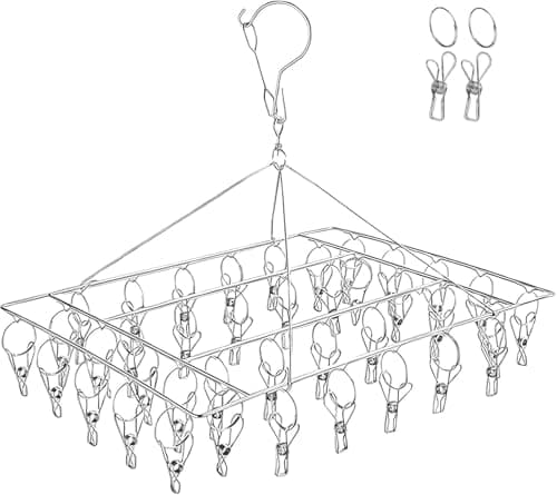 DARUITE Sock Hanger for Drying, Underwear Dryer Hanger with 40 Clips