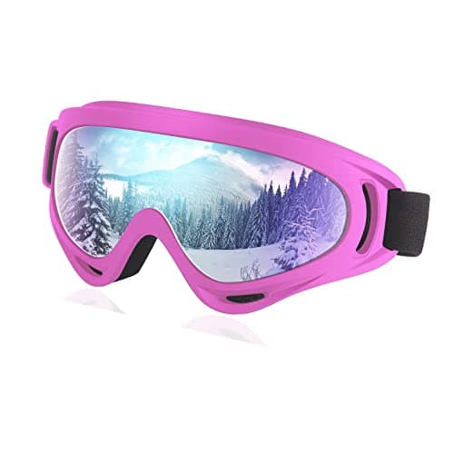 UV Protection Ski Goggles, Pink OTG Snowboard, Quality TPU Motorcycle With Soft Thick Foam, Women Winter for Adult Youth, Anti-Fog Anti-Scratch Lens, High Optical Clarity